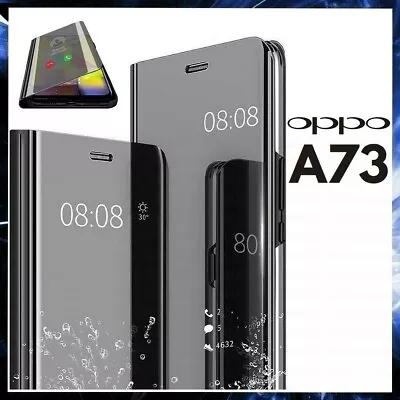 For OPPO A73 CLEAR VIEW FLIP CASE SMART BOOK MIRROR LUXURY STAND COVER A 73 • $15.29