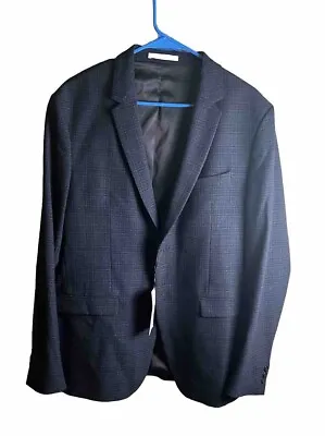 NWT ZARA MAN NAVY BLUE TEXTURED SUIT BLAZER Long Sleeve Size 46 #4193/518/400 • $52.50