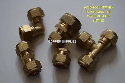 6 8 10 12 15 22mm Brass Compression Fittings-Straight Elbow teeplumbing • £2.73