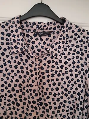 Ladies M&S Pink Floral Longline Top Shirt Blouse Size 22 VGC • £15