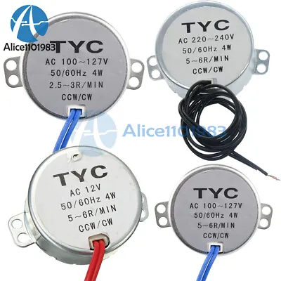 AC 12V/110V/220V 4W 50/60Hz Synchronous Motor 2.5/3/5/6RPM For Microwave TYC-50 • $3.66
