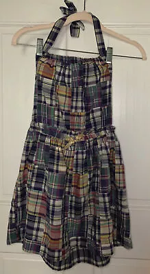 J Crew Crewcuts Girls Madras Plaid Patchwork Halter Dress Size 8 • $17