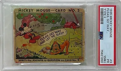 1935 Mickey Mouse Gum Card Type II Fleas Go Way #3 WALT DISNEY PSA PR 1 • $129.99