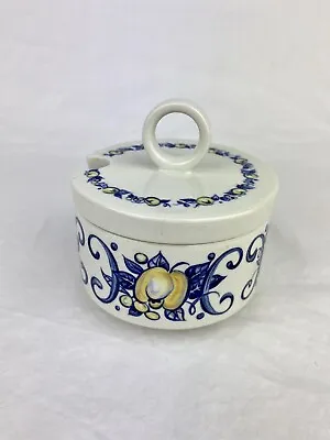 Villeroy & Boch CADIZ Porcelain Sugar Bowl With Lid Blue And Gold Pattern • $19.95