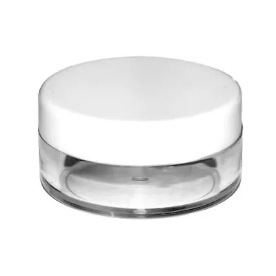 10ml Small Round Plastic Sample Pot Jar Glitter Make Up Cosmetic White Lid Jfw • £4.49