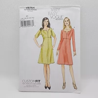 Vogue 8764 Misses' A-line Raised Waist Dress Sewing Pattern Size 16-24 Uncut • $7.99