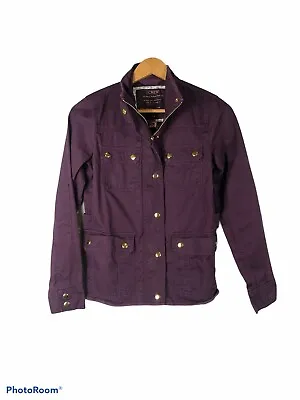 J Crew Women's Resin Coated Cotton Downtown Field Jacket Coat Burgundy Size XXS • $22.79