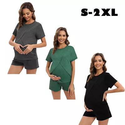 2pcs Women's Maternity Nursing Pajama Loungewear Shorts Set Pregnant Sleepwear • $14.87