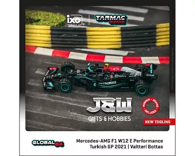 Tarmac Works Mercedes-AMG F1 W12 E Performance Turkish GP 2021 V. Bottas 1/64 • $11.99