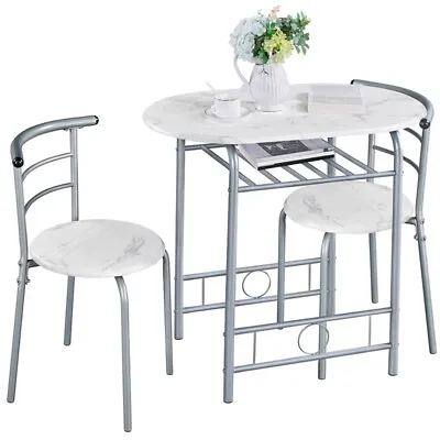 Compact Dining Table And 2 Chairs Set 3 Piece Dining Table Set With Steel Legs • £59.99