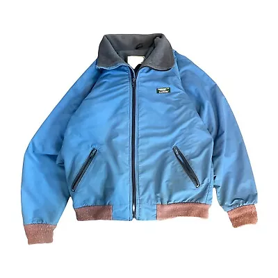 Vintage LL Bean Mens 90s USA Fleece Lined Warm Up Bomber Ski Jacket Coat Blue L • $18