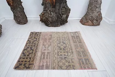 2 X 3 Turkish Mini Rugsmall Rugvintage Doormat Rugantiquemuted Oushak Rug91 • $20