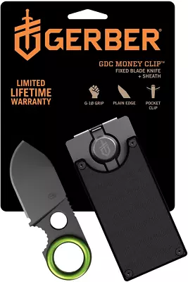 NEW Gerber Flat Fixed Blade Pocket Knife & Wallet Money Clip Credit Card Holder • $21.95