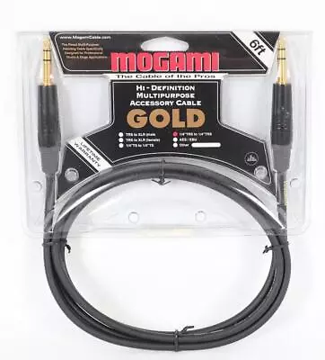 Mogami Gold 1/4  TRS To 1/4  TRS 6' Stereo Cable NOS • $54.95