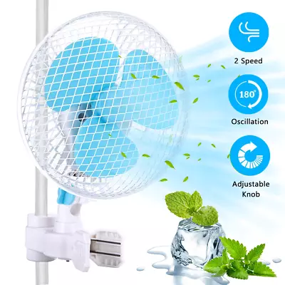 6-Inch Grow Tent Poles Oscillating Fan 2-Speeds Electric Clip On Tilt Adjustable • $25.59