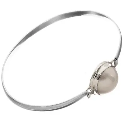 925 Silver White Ocean Cultured Mabe Pearl Sterling Bangle Bracelet 7  • $44.95