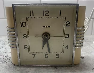 Vintage 1930’s Electric Art Deco Hammond Synchronous “Stewardess” Clock Working! • $74.99