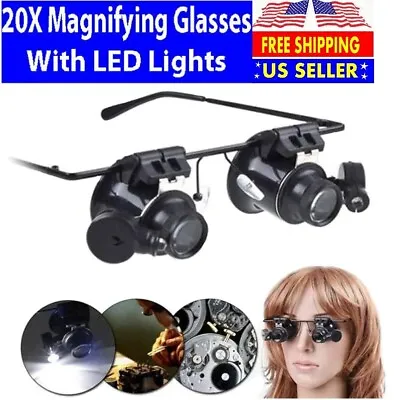 20X Magnifying Magnifier Glasses Magnifaction Jeweler Watch Repair LED Light NEW • $8.59