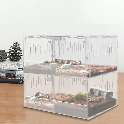 Acrylic 4-Grids Reptile Cage Large Tank Cage Tarantula Pet Enclosure Clear Box  • $34.20