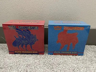 Lot (2) Pokemon Sword & Shield Elite Trainer Boxes ETB Sealed Zacian & Zamazenta • $125