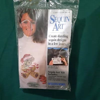 Sequin Art Kit Candy Cane Teddy Bear For Sweatshirts Tee Shirts  & More NIP • $9.99