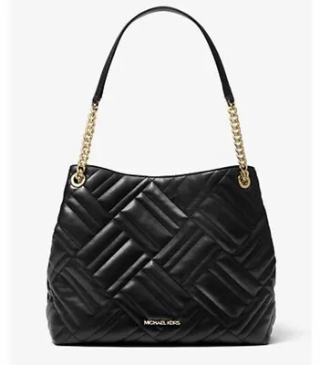 NWT Michael Kors Peyton Black Large Quilted Tote Bag - Gorgeous! • $179.99