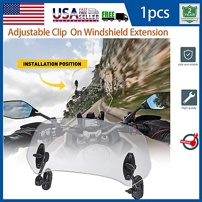 Motorcycle Windshield Spoiler Extension Wind Deflector Clip Adjustable Universal • $28.74