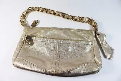 B MAKOWSKY Bronzed Gold Metallic Genuine Leather Purse Handbag W/ Chain Strap • $23