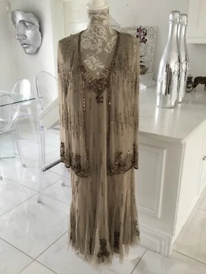 £42.42 • Buy Berketex Mushroom Coloured Sequined Eveing Suit Size 20