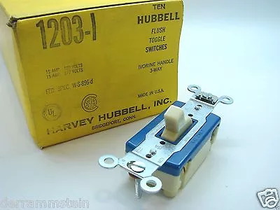 Box Of 10 Hubbell 1203-I Ivory 3-Way AC Toggle Switches 120V/277V 15A B91/95 T13 • $29.99