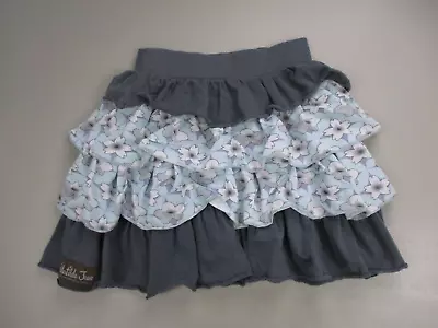 Matilda Jane Character Counts Skirt Girls 8 Sakura Floral Ruffled Gray • $11.99