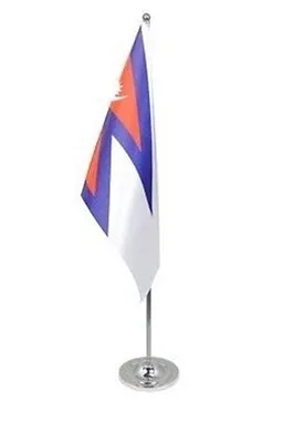 £12.50 • Buy NEPAL DELUXE SATIN TABLE FLAG 9 X6  CHROME POLE & BASE Stands 15  NEPALESE