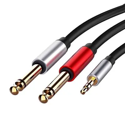 3.5mm Male 1/8  TRS Stereo Jack To 2 Double 1/4  6.35mm Mono TS Male Split • £8.45