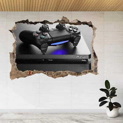 Playstation 4 Gaming Console 3d Smashed View Wall Sticker Poster Decal A834 • £18.99