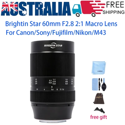 $253.64 • Buy Brightin Star 60mm F/2.8 Macro Lens For Canon EOS-M Sony E Fuji M43 Nikon