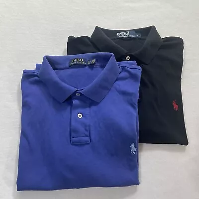 Polo Ralph Lauren Shirt Short Sleeve Lot Of 2 Mens Classic Blue & Black Pony XL • $43