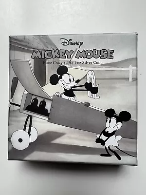 2016 Mickey Mouse Plane Crazy(1928) 1 Oz 999 Silver Coin Niue-BOX With COA • $2.25