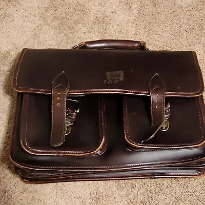 Vintage Leather Executive Briefcase Business Travel Bag Brown Attache 16  • $17.50