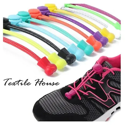No Tie Shoe Laces Coloured Shoelaces Elastic Lock Trainers Boot Running Quality • £1.99
