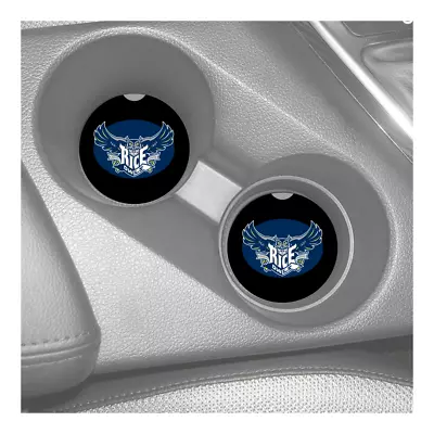 RICE OWLS SANDSTONE CAR COASTERS ABSORBS SET (2) Conference USA • $16.95