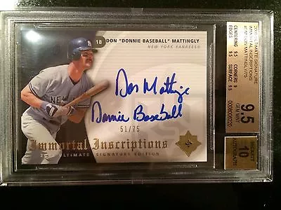 2005 Ultimate Signature Immortal Mattingly Donnie Baseball/75-9.5 10 Auto-yankee • $1000
