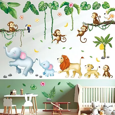 £16.99 • Buy Decowall SG3-2311 Jungle Animals Wall Stickers For Kids Bedroom Playroom