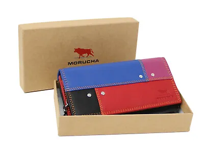 MORUCHA Women RFID Blocking Colourful Genuine Leather Long Clutch Wallet M05 • £34.99