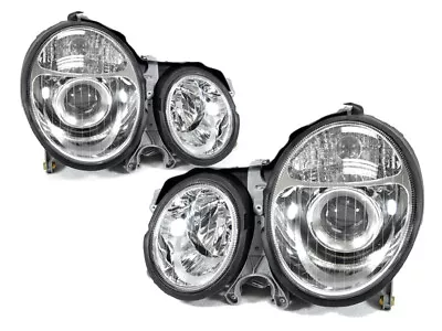 DEPO Chrome Projector Headlight Pair W/Bulb For 00-02 Mercedes Benz W210 E Class • $229.93