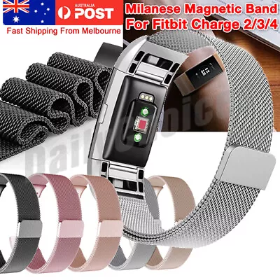 $8.08 • Buy For Fitbit Charge 3/4 Band Metal Stainless Steel Milanese Loop Wristband Strap