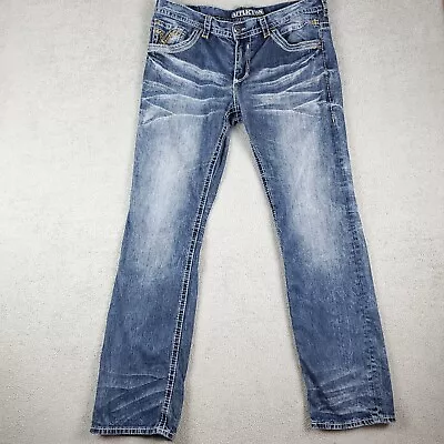 Affliction Jeans Mens 36x33 Ace Distressed Marbled Whiskers Boot Cut Straight • $49.95