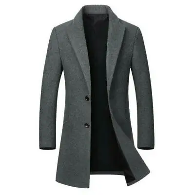 $53.05 • Buy Mens Business Casual Lapel Slim Fit Blazer Coats Winter Wool Blend Jacket Trench