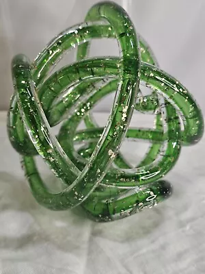 Murano Glass Gold Aventurine Twisted Infinity Knot Sculpture Hand Blown • $25