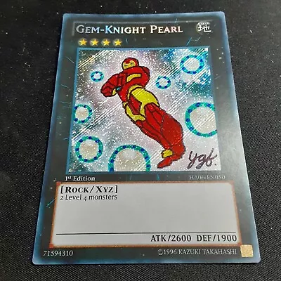 YuGiOh - Gem-Knight Pearl (Iron Man) HA06-EN050 Secret Rare Custom Alt. Art! • $14.95