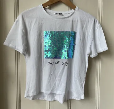 Oversized 100% Cotton Two Tone Sequin Mermaid T-Shirt Girl 10-11 Years VGUC • £2.95